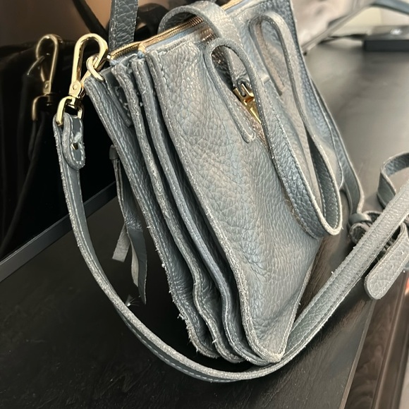 Roots Grey Pebbled Leather Multipocket Crossbody Bag Vintage - Picture 14 of 17